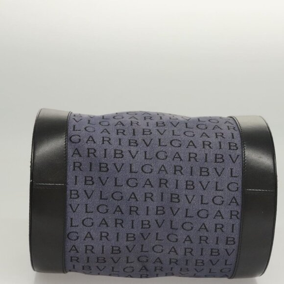 BVLGARI Hand Bag Canvas Navy Gold Auth 121454 - Picture 7 of 16